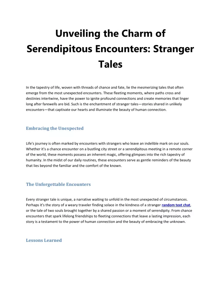 unveiling the charm of serendipitous encounters