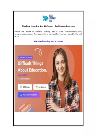 Machine Learning And Ai Course  Techlearnerhub.com