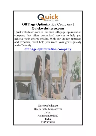 Off Page Optimization Company  Quickwebsiteseo.com