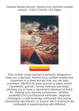 [READ]⚡PDF✔ Cocktail Recipe Journal: Record your favorite cocktail recipes
