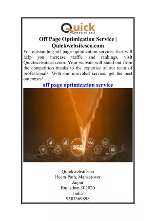 Off Page Optimization Service  Quickwebsiteseo.com