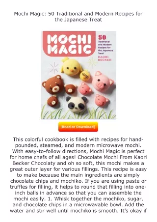 read ❤️(✔️pdf✔️) Mochi Magic: 50 Traditional and Modern Recipes for the Jap