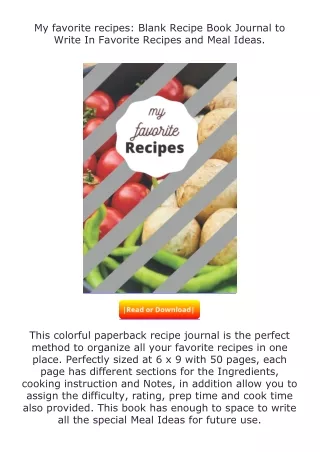free read (✔️pdf❤️) My favorite recipes: Blank Recipe Book Journal to Write