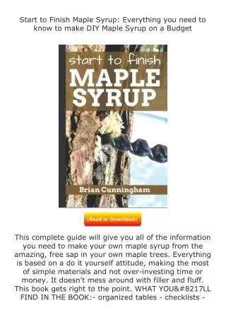 ✔️download⚡️ (pdf) Start to Finish Maple Syrup: Everything you need to know