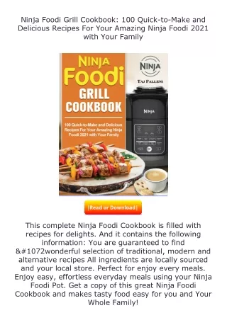 ❤️get (⚡️pdf⚡️) download Ninja Foodi Grill Cookbook: 100 Quick-to-Make and
