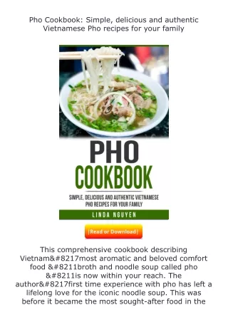[READ]⚡PDF✔ Pho Cookbook: Simple, delicious and authentic Vietnamese Pho re