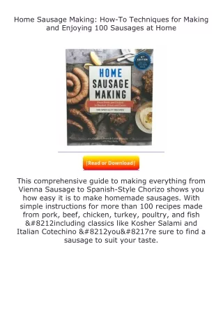 PDF✔Download❤ Home Sausage Making: How-To Techniques for Making and Enjoyin