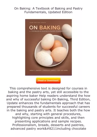 ✔️download⚡️ (pdf) On Baking: A Textbook of Baking and Pastry Fundamentals,