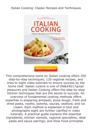 ❤️get (⚡️pdf⚡️) download Italian Cooking: Classic Recipes and Techniques