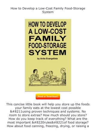 read ❤️(✔️pdf✔️) How to Develop a Low-Cost Family Food-Storage System