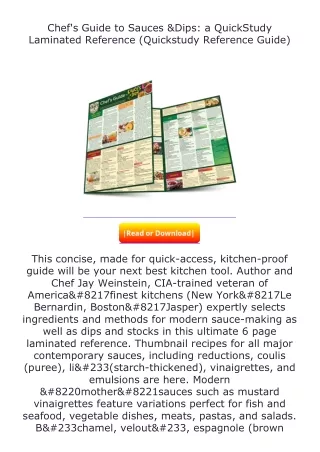 free read (✔️pdf❤️) Chef's Guide to Sauces & Dips: a QuickStudy Laminated R