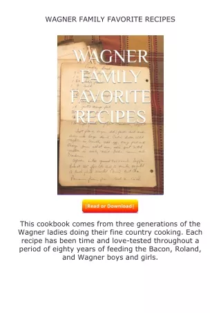 Download❤[READ]✔ WAGNER FAMILY FAVORITE RECIPES