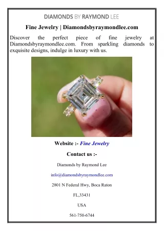 Fine Jewelry  Diamondsbyraymondlee.com