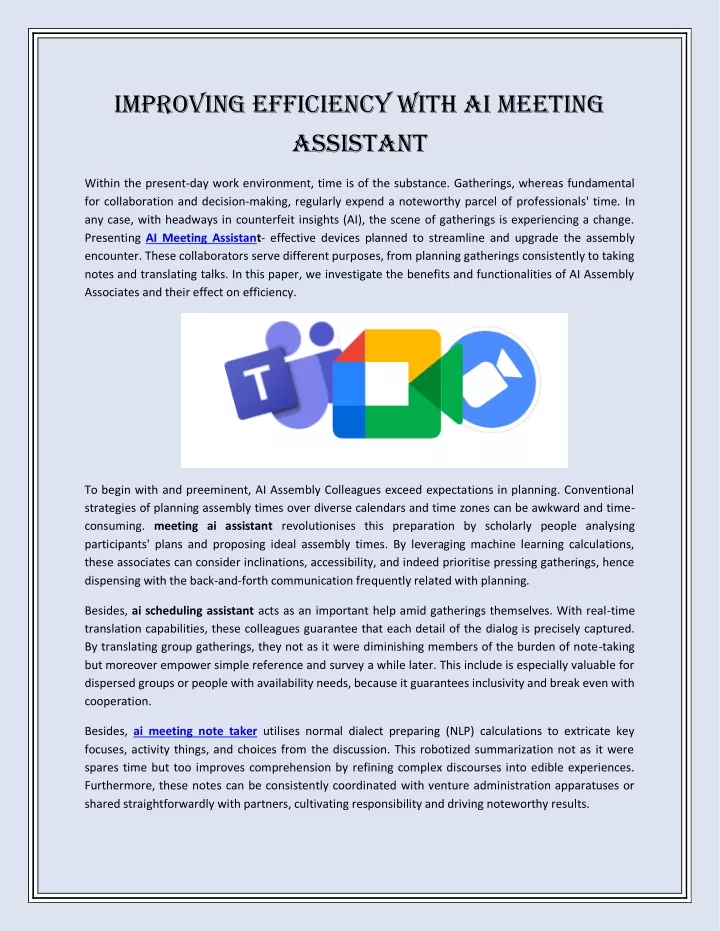 improving efficiency with ai meeting assistant