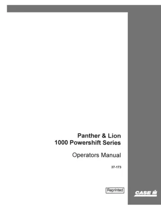 Case IH Panther Lion 1000 Power-Shift Tractor Operator’s Manual Instant Download (Publication No.37-173)