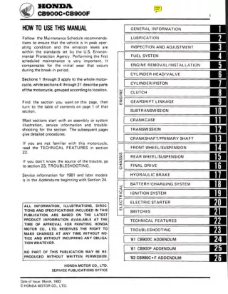 1981 Honda CB900F Super Sport Service Repair Manual
