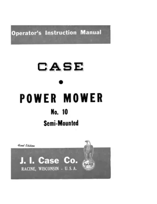 Case IH Power Mower No.10 Semi-Mounted Operator’s Manual Instant Download (Publication No.D-1928)