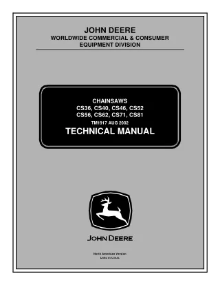 John Deere Chainsaws CS52 Service Repair Manual