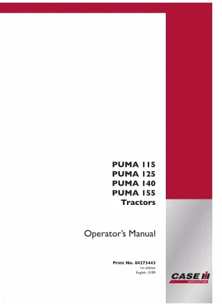 Case IH PUMA 115 PUMA 125 PUMA 140 PUMA 155 Tractors Operator’s Manual Instant Download (Publication No.84273443)