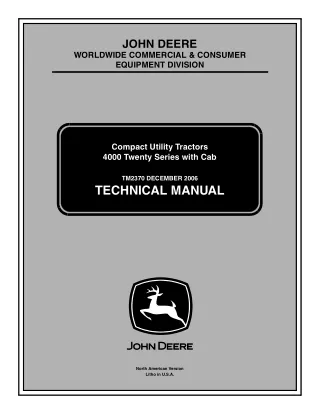 John Deere Compact Utility Tractor 4000 Twenty Series with Cab Service Repair Manual