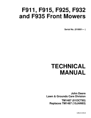 John Deere F915 Front Mower Service Repair Manual