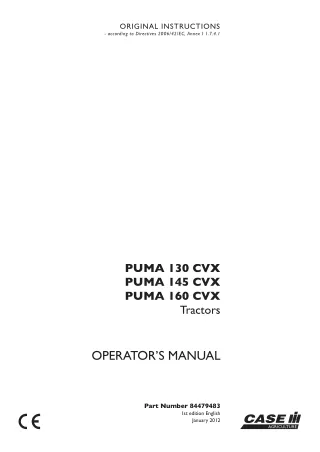 Case IH PUMA 130CVX PUMA 145CVX PUMA 160CVX Tractors Operator’s Manual Instant Download (Publication No.84479483)