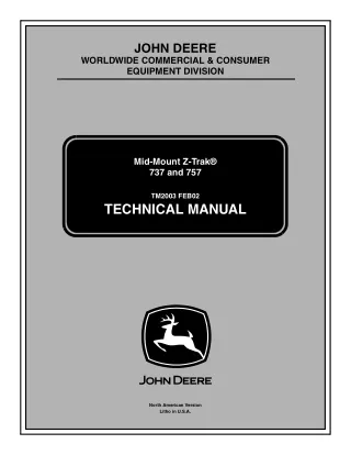 John Deere Mid-Mount Z-Trak 737 Mower Service Repair Manual (TM2003)