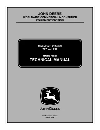 John Deere Mid-Mount Z-Trak 777 Mower Service Repair Manual (TM2077)