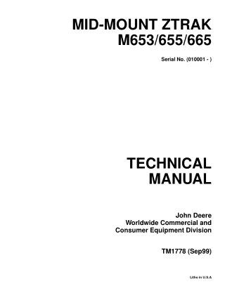 John Deere Mid-Mount Z-Trak M665 Mower Service Repair Manual (TM1778)