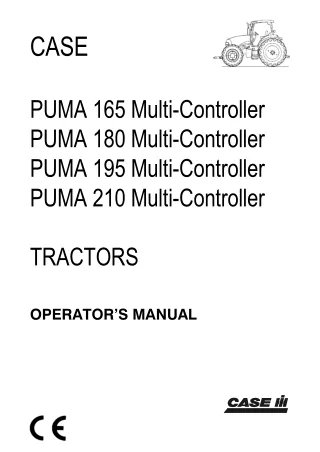 Case IH Puma 165 Multi-Controller Puma 180 Multi-Controller Puma 195 Multi-Controller Puma 210 Multi-Controller Tractors