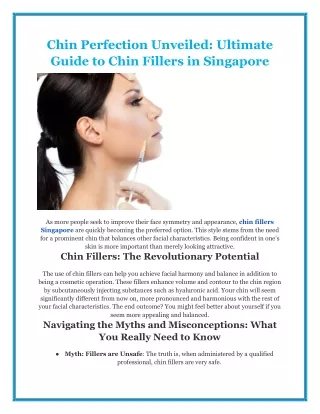Chin Perfection Unveiled: Ultimate Guide to Chin Fillers in Singapore