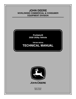 John Deere ProGator 2030 Utility Vehicle Service Repair Manual