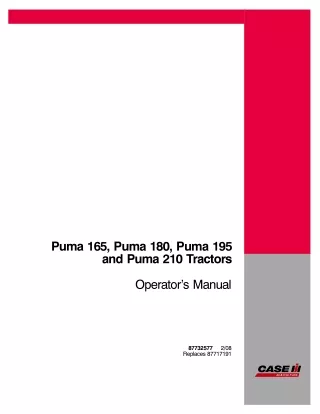 Case IH Puma 165 Puma 180 Puma 195 Puma 210 Tractors Operator’s Manual Instant Download (Publication No.87732577)