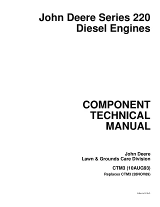 John Deere Series 220 Diesel Engines Service Repair Manual