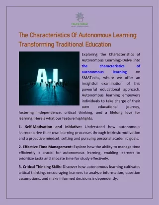 The Characteristics Of Autonomous Learning 1