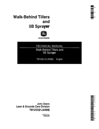 John Deere Walk-Behind Tillers and 5B Sprayer Service Repair Manual (tm1233)