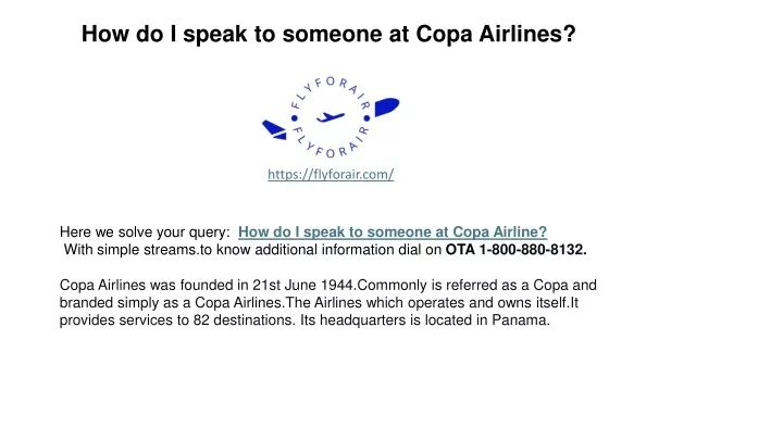 how do i speak to someone at copa airlines