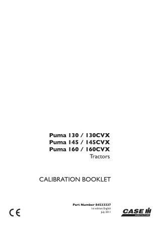 Case IH Puma 130130CVX Puma 145145CVX Puma 160160CVX Tractors Operator’s Manual Instant Download (Publication No.8453333