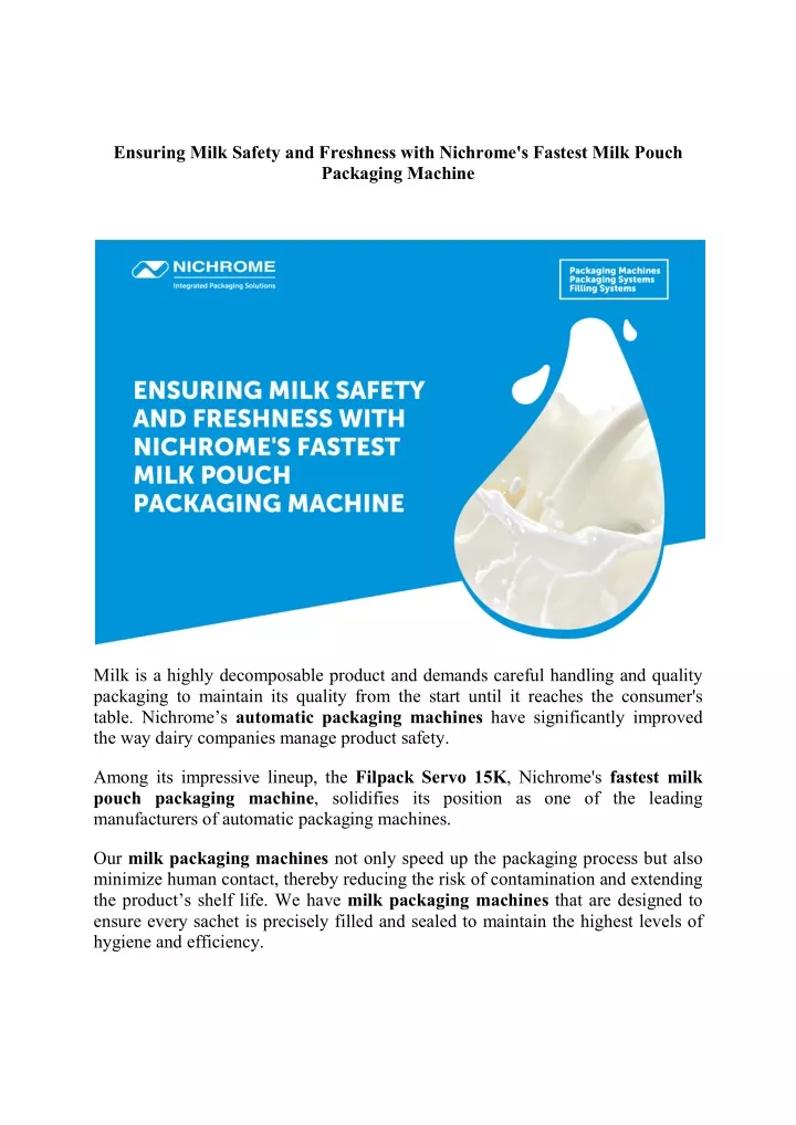 ensuring milk safety and freshness with nichrome