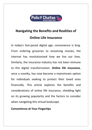 Navigating the Benefits and Realities of Online Life Insurance
