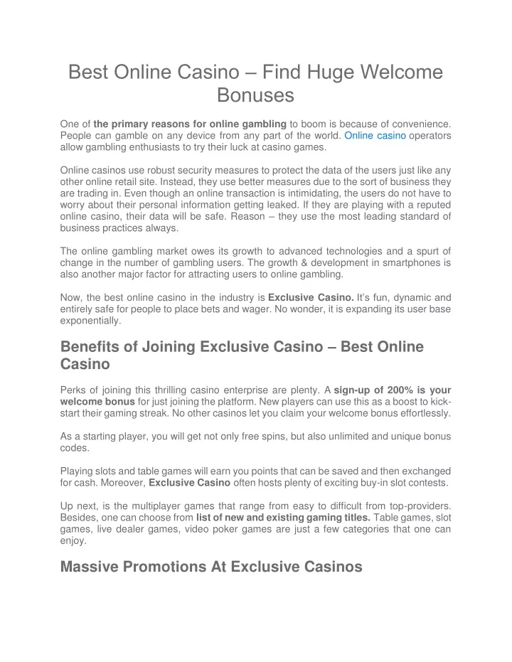best online casino find huge welcome bonuses
