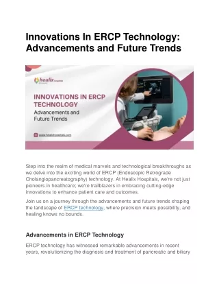Innovations In ERCP Technology Advancements And Future Trends