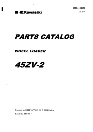 Kawasaki 45ZV-2 WHEEL LOADER Parts Catalogue Manual (Serial No. 000193 and up)