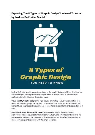 Exploring The 8 Types of Graphic Design You Need To Know by Isadora De Freitas Maciel