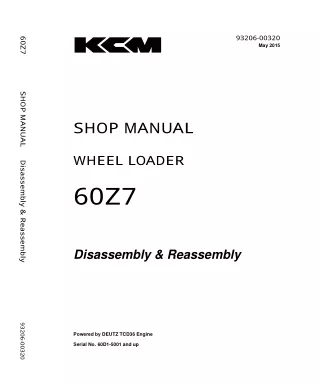 Kawasaki 60Z7 WHEEL LOADER Service Repair Manual (Serial No. 60D1-5001 and up)