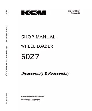 Kawasaki 60Z7 WHEEL LOADER Service Repair Manual (Serial No. 60D1-8001 and up)