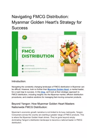 Navigating FMCG Distribution_ Myanmar Golden Heart's Strategy for Success