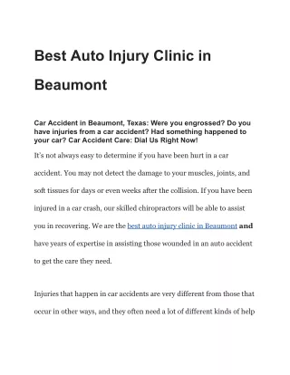 Best Auto Injury Clinic in Beaumontocument