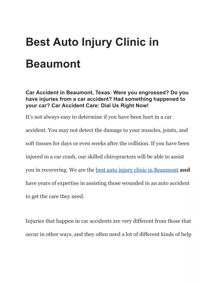 best auto injury clinic in