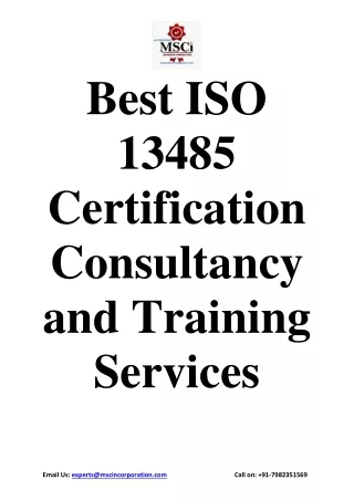 Best ISO 13485 Certification Consultancy and Training Services